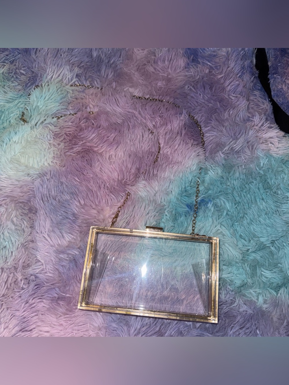 Forever 21 Clear Acrylic Clutch with Gold Chain